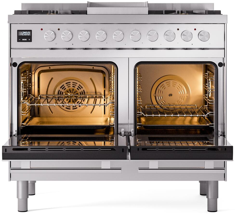 Ilve UPD40FWMPSS Professional Plus Ii 40 Inch Dual Fuel Natural Gas Freestanding Range In Stainless Steel With Trim