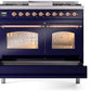 Ilve UPD40FNMPMBP Nostalgie Ii 40 Inch Dual Fuel Natural Gas Freestanding Range In Blue With Copper Trim