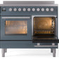 Ilve UPDI406WMPBG Professional Plus Ii 40 Inch Electric Freestanding Range In Blue Grey With Trim