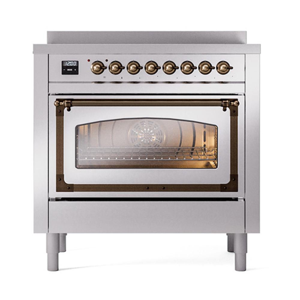 Ilve UNI366NMPSSB Ilve Uni366Nmpssb Nostalgie Ii Noblesse 36" Induction Range (Triple Glass Door, Stainless Steel, Burnished)