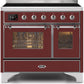 Ilve UMDI10NS3BUC Majestic Ii 40 Inch Electric Freestanding Range In Burgundy With Chrome Trim