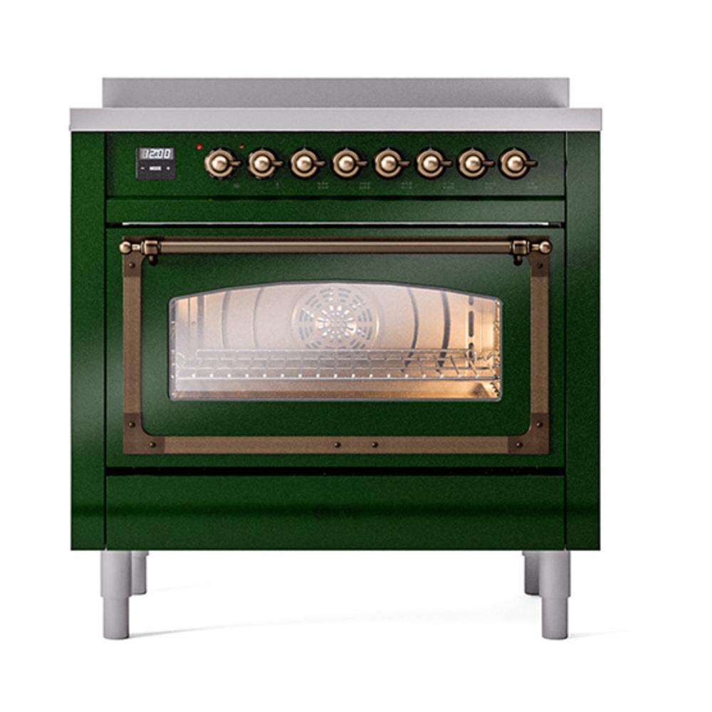 Ilve UNI366NMPEGB Ilve Uni366Nmpegb Nostalgie Ii Noblesse 36" Induction Range (Triple Glass Door, Emerald Green, Burnished)