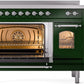 Ilve UPI486NMPEGC Nostalgie Ii 48 Inch Electric Freestanding Range In Emerald Green With Chrome Trim