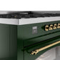 Ilve UP60FNMPEGG Nostalgie Ii 60 Inch Dual Fuel Natural Gas Freestanding Range In Emerald Green With Brass Trim