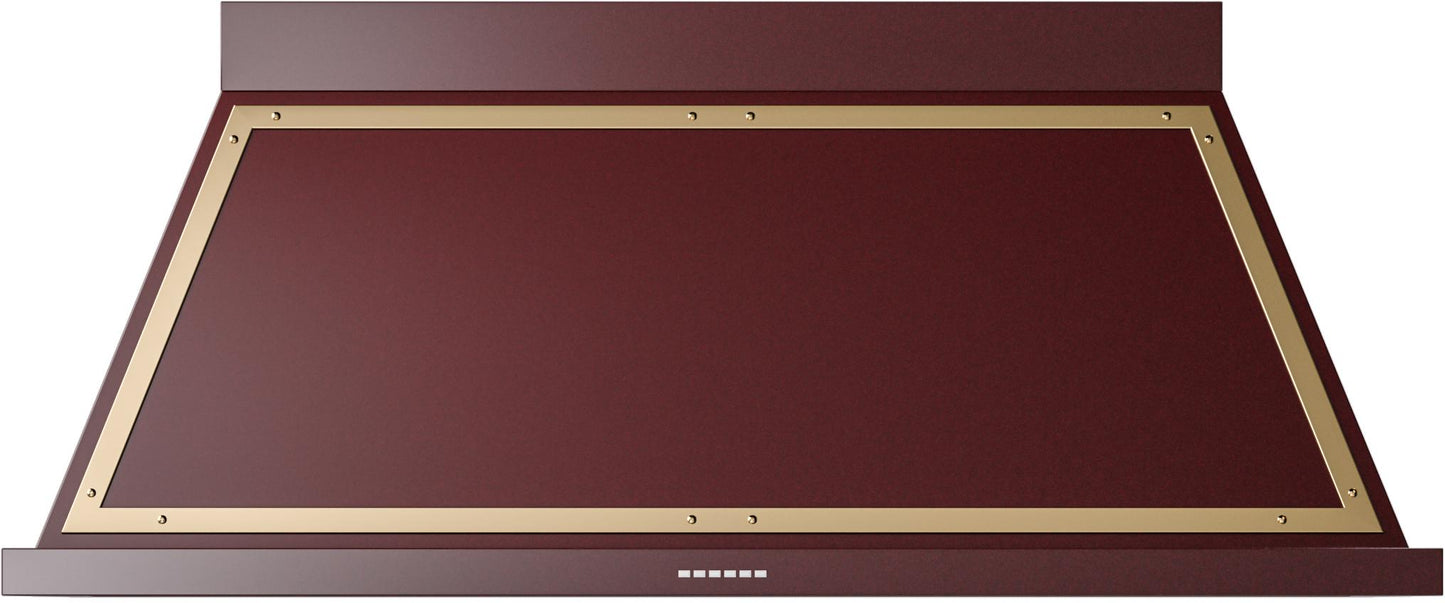 Ilve UANB60BUG Ilve Uanb60Bug Nostalgie 60" Hood In Burgundy With Brass Trim