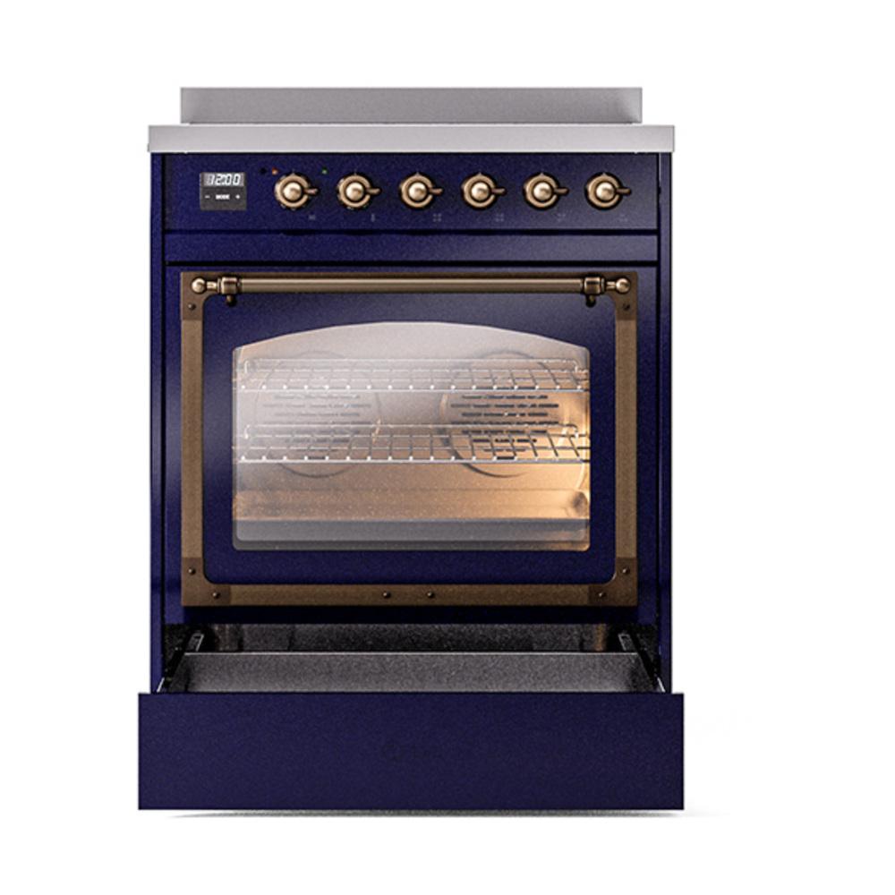 Ilve UNI304NMPMBB Ilve Uni304Nmpmbb Nostalgie Ii Noblesse 30" Induction Range (Triple Glass Door, Midnight Blue, Burnished)