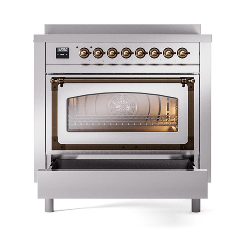 Ilve UNI366NMPSSB Ilve Uni366Nmpssb Nostalgie Ii Noblesse 36" Induction Range (Triple Glass Door, Stainless Steel, Burnished)