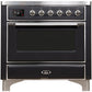 Ilve UMI09NS3MGC Majestic Ii 36 Inch Electric Freestanding Range In Matte Graphite With Chrome Trim