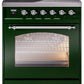 Ilve UPI304NMPEGC Nostalgie Ii 30 Inch Electric Freestanding Range In Emerald Green With Chrome Trim