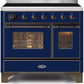 Ilve UMDI10NS3MBB Majestic Ii 40 Inch Electric Freestanding Range In Blue With Bronze Trim