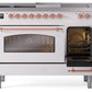 Ilve UP48FSNMPWHPLP Nostalgie Ii 48 Inch Dual Fuel Liquid Propane Freestanding Range In White With Copper Trim