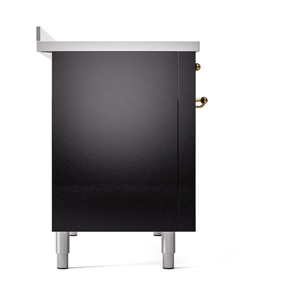 Ilve UNI486QNMPBKG Ilve Uni486Qnmpbkg Nostalgie Ii Noblesse 48" Induction Range (Solid Door, Glossy Black, Brass)