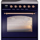 Ilve UPI304NMPMBP Nostalgie Ii 30 Inch Electric Freestanding Range In Blue With Copper Trim