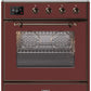 Ilve UMI30NE3BUB Majestic Ii 30 Inch Electric Freestanding Range In Burgundy With Bronze Trim