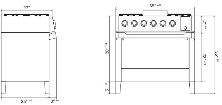 Ilve UPM09FDS3SS Panoramagic 36 Inch Dual Fuel Natural Gas Freestanding Range In Stainless Steel With Trim