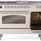 Ilve UP48FSNMPAWC Nostalgie Ii 48 Inch Dual Fuel Natural Gas Freestanding Range In Antique White With Chrome Trim