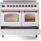 Ilve UPDI406NMPWHB Nostalgie Ii 40 Inch Electric Freestanding Range In White With Bronze Trim