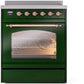 Ilve UPI304NMPEGP Nostalgie Ii 30 Inch Electric Freestanding Range In Emerald Green With Copper Trim