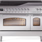 Ilve UPI486NMPSSC Nostalgie Ii 48 Inch Electric Freestanding Range In Stainless Steel With Chrome Trim