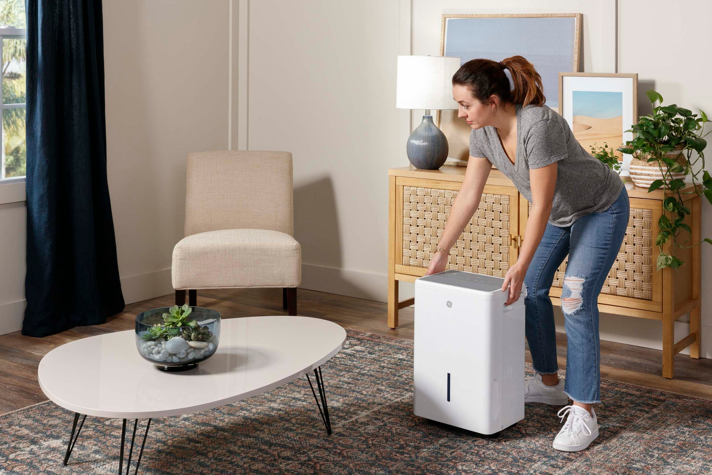 Ge Appliances ADYR22LC Ge® Energy Star® 22 Pint Portable Dehumidifier With Smart Dry For Damp Spaces