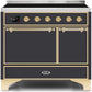 Ilve UMDI10QNS3MGG Majestic Ii 40 Inch Electric Freestanding Range In Matte Graphite With Brass Trim