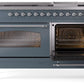 Ilve UP60FNMPBGC Nostalgie Ii 60 Inch Dual Fuel Natural Gas Freestanding Range In Blue Grey With Chrome Trim