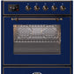 Ilve UM30DNE3MBB Majestic Ii 30 Inch Dual Fuel Natural Gas Freestanding Range In Blue With Bronze Trim