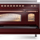 Ilve UPI486NMPBUP Nostalgie Ii 48 Inch Electric Freestanding Range In Burgundy With Copper Trim