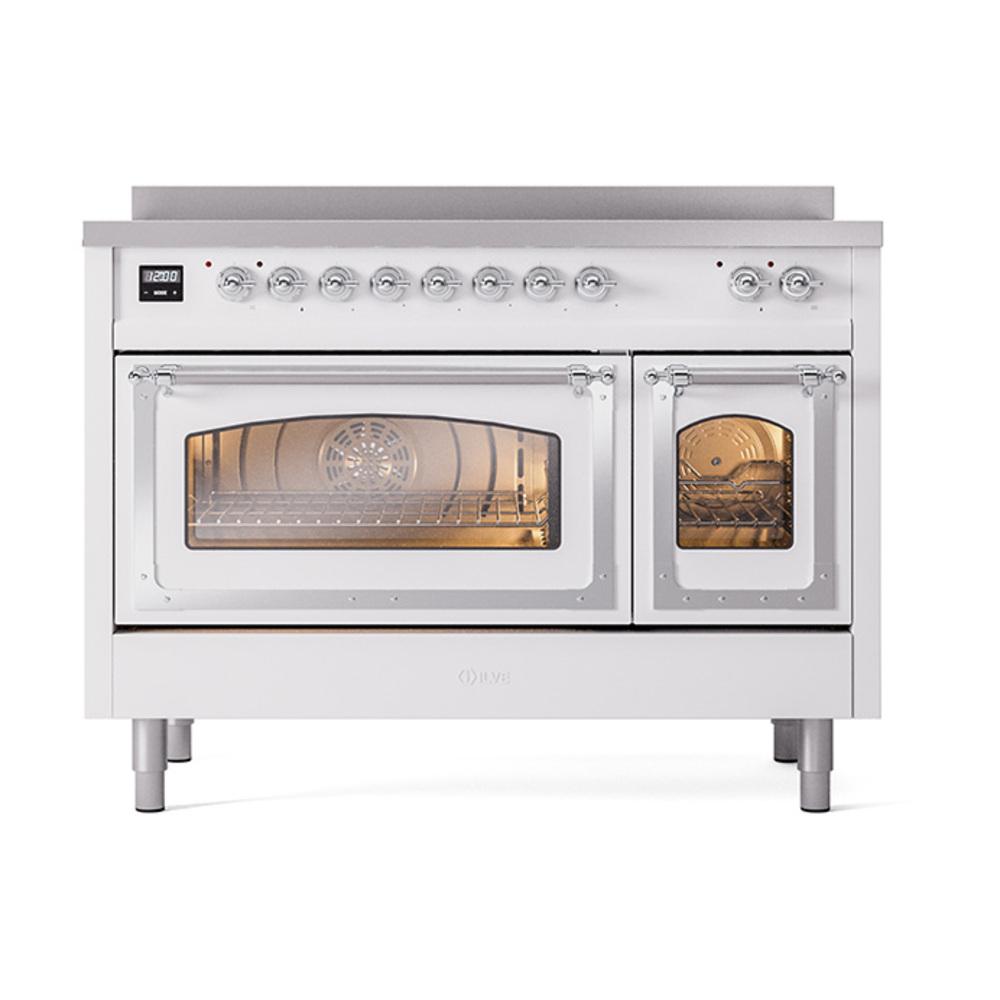 Ilve UNI486NMPWHC Ilve Uni486Nmpwhc Nostalgie Ii Noblesse 48" Induction Range (Triple Glass Door, White, Chrome)