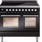 Ilve UPDI406WMPBK Professional Plus Ii 40 Inch Electric Freestanding Range In Glossy Black With Trim