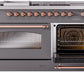 Ilve UP60FSNMPMGP Nostalgie Ii 60 Inch Dual Fuel Natural Gas Freestanding Range In Matte Graphite With Copper Trim