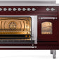 Ilve UPI486NMPBUC Nostalgie Ii 48 Inch Electric Freestanding Range In Burgundy With Chrome Trim