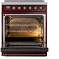 Ilve UPI304NMPBUB Nostalgie Ii 30 Inch Electric Freestanding Range In Burgundy With Bronze Trim