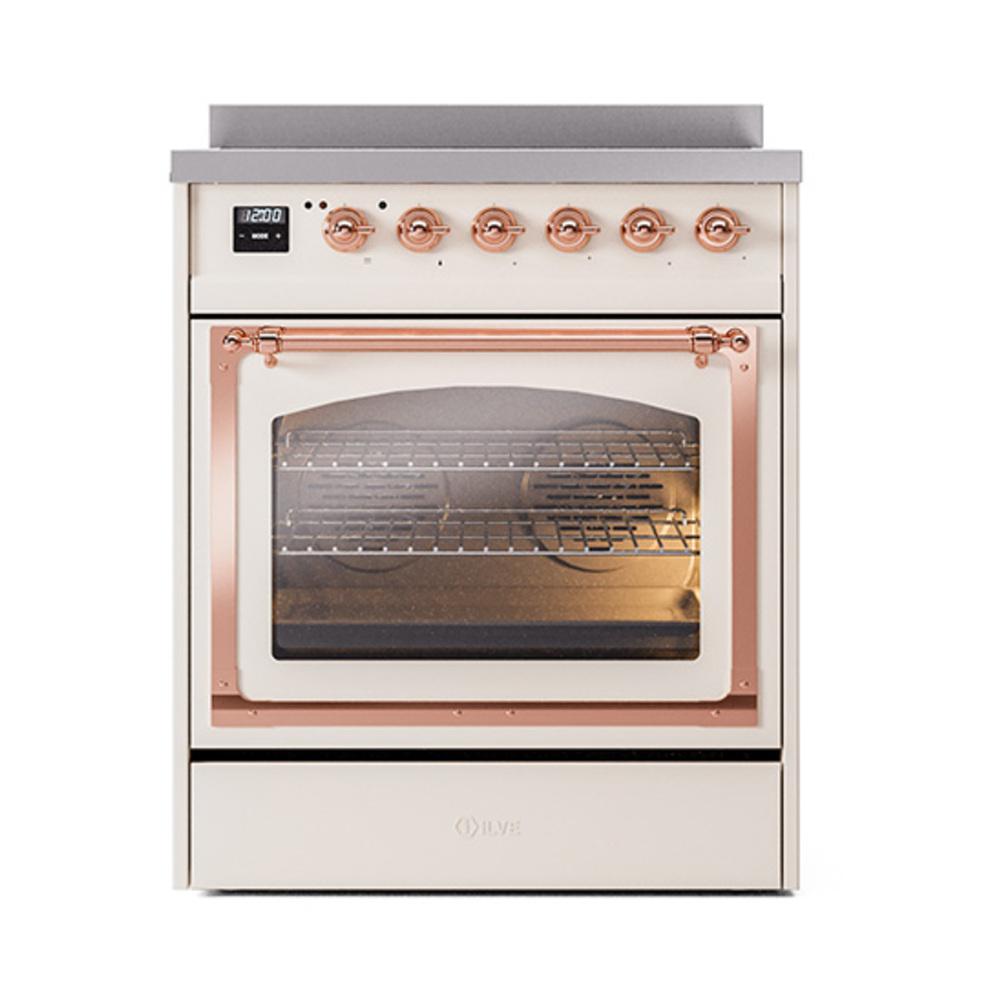 Ilve UNI304NMPAWP Ilve Uni304Nmpawp Nostalgie Ii Noblesse 30" Induction Range (Triple Glass Door, Antique White, Copper)