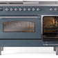 Ilve UP48FSNMPBGCLP Nostalgie Ii 48 Inch Dual Fuel Liquid Propane Freestanding Range In Blue Grey With Chrome Trim