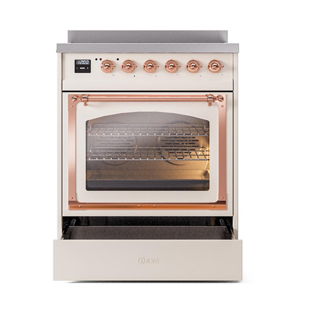 Ilve UNI304NMPAWP Ilve Uni304Nmpawp Nostalgie Ii Noblesse 30" Induction Range (Triple Glass Door, Antique White, Copper)