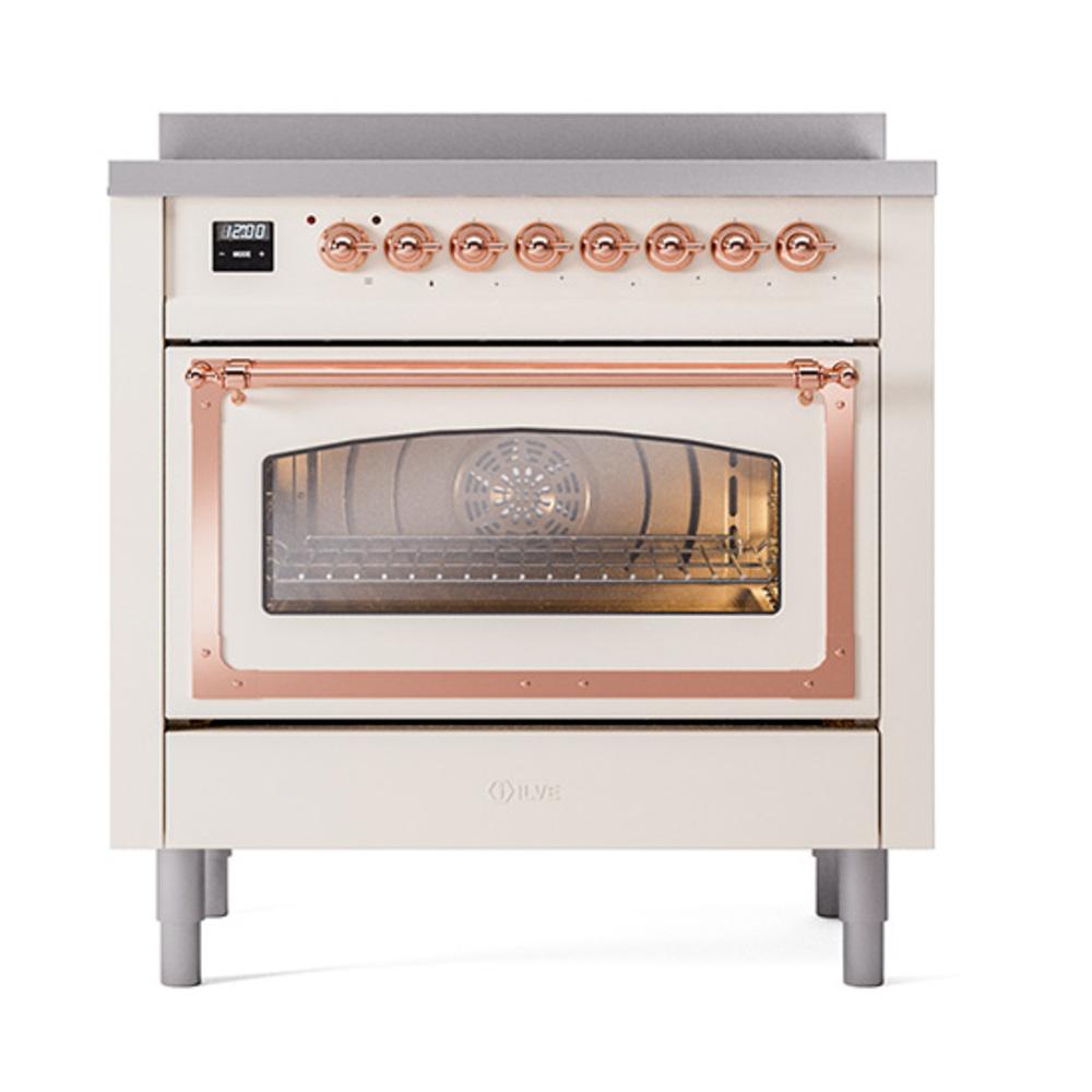 Ilve UNI366NMPAWP Ilve Uni366Nmpawp Nostalgie Ii Noblesse 36" Induction Range (Triple Glass Door, Antique White, Copper)