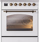 Ilve UPI304NMPWHB Nostalgie Ii 30 Inch Electric Freestanding Range In White With Bronze Trim