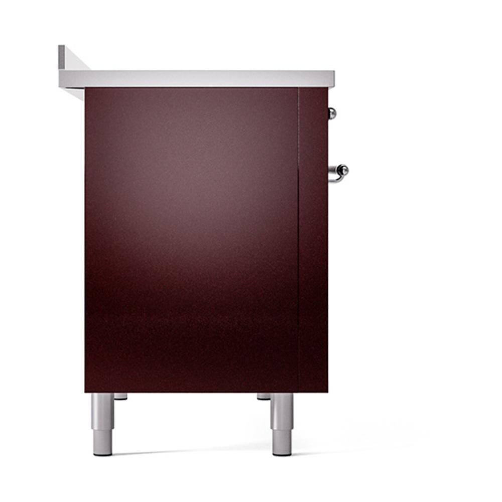 Ilve UNI486QNMPBUC Ilve Uni486Qnmpbuc Nostalgie Ii Noblesse 48" Induction Range (Solid Door, Burgundy, Chrome)