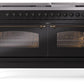 Ilve UP60FNMPBKBLP Nostalgie Ii 60 Inch Dual Fuel Liquid Propane Freestanding Range In Glossy Black With Bronze Trim