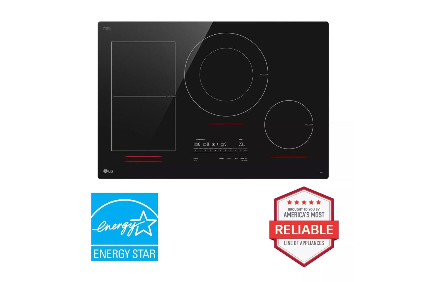 Lg CBIH3017BE 30" Smart Induction Cooktop With Ultraheat&#8482; 5.0Kw Element