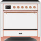 Ilve UMI09QNS3WHP Majestic Ii 36 Inch Electric Freestanding Range In White With Copper Trim