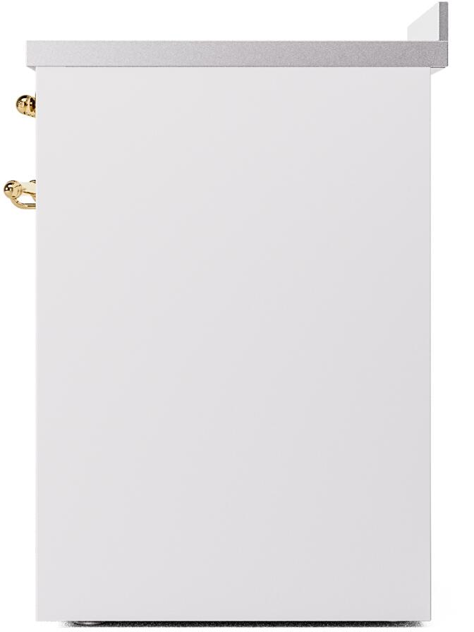 Ilve UPI304NMPWHG Nostalgie Ii 30 Inch Electric Freestanding Range In White With Brass Trim