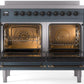 Ilve UPDI406NMPBGB Nostalgie Ii 40 Inch Electric Freestanding Range In Blue Grey With Bronze Trim