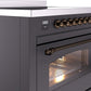 Ilve UPI366NMPMGB Nostalgie Ii 36 Inch Electric Freestanding Range In Matte Graphite With Bronze Trim