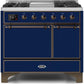 Ilve UMD10FDQNS3MBBLP Majestic Ii 40 Inch Dual Fuel Liquid Propane Freestanding Range In Blue With Bronze Trim