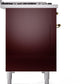 Ilve UP48FNMPBUGLP Nostalgie Ii 48 Inch Dual Fuel Liquid Propane Freestanding Range In Burgundy With Brass Trim