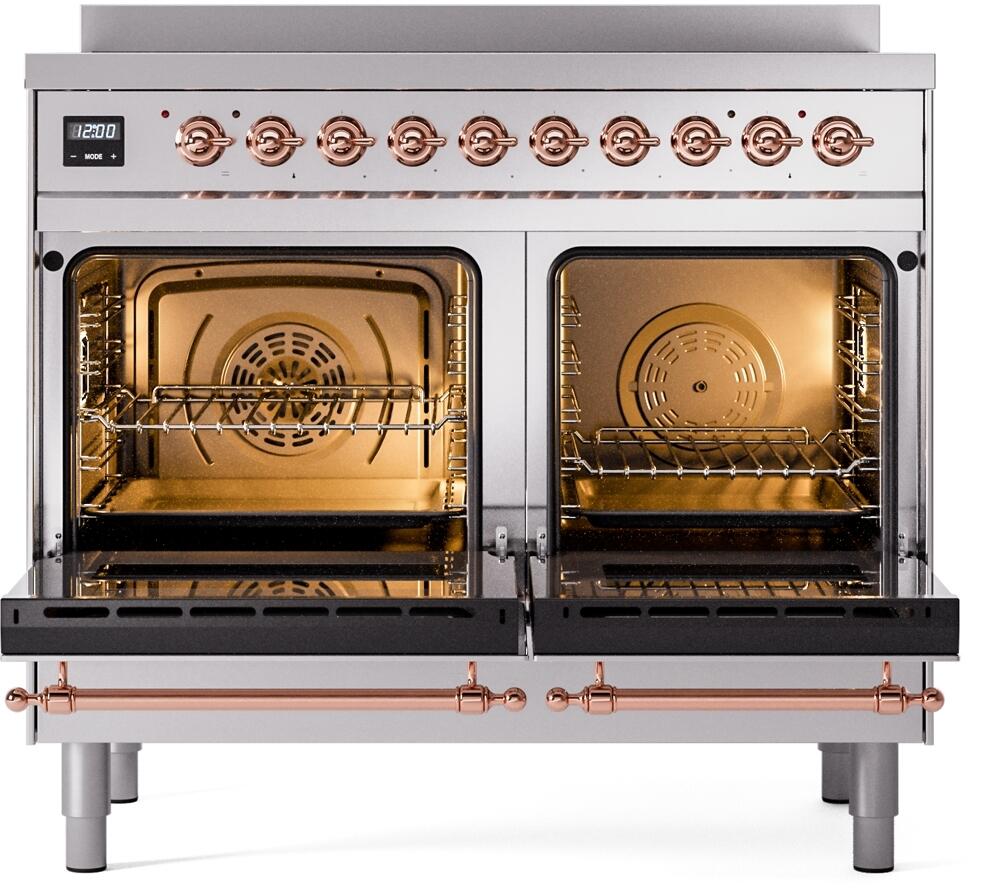 Ilve UPDI406NMPSSP Nostalgie Ii 40 Inch Electric Freestanding Range In Stainless Steel With Copper Trim