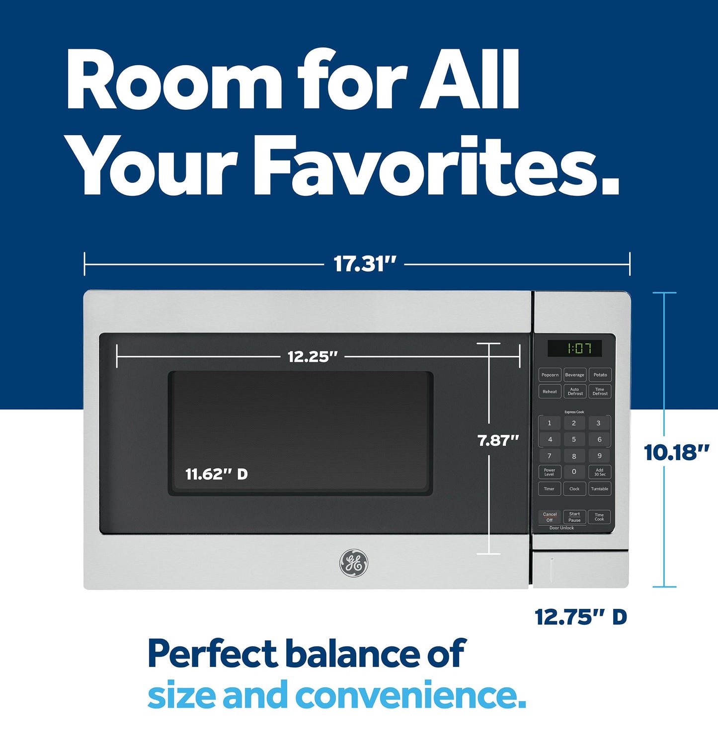 Ge Appliances GCST07N1WSS Ge® 0.7 Cu. Ft. Capacity Countertop Microwave Oven