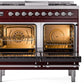 Ilve UPD40FNMPBUC Nostalgie Ii 40 Inch Dual Fuel Natural Gas Freestanding Range In Burgundy With Chrome Trim